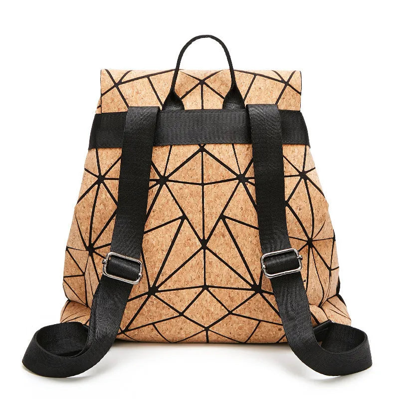 KAOGE original natural cork backpack for women, lightweight vegan bag with wooden texture and top closure