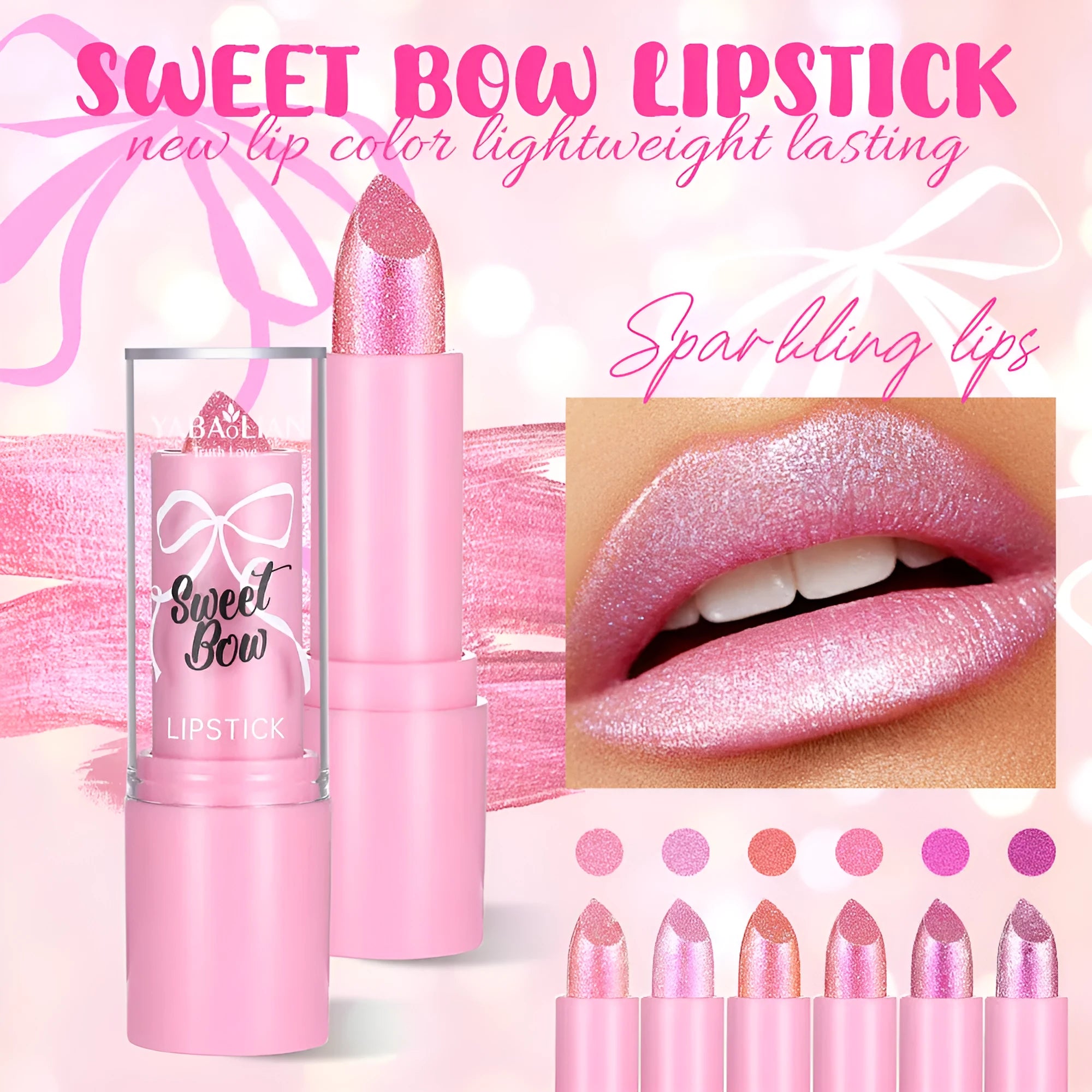 Starlight Diamond Sweetheart Bow Lipstick in six colour shades