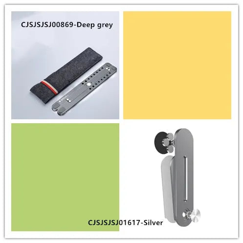 Aluminium foldable laptop stand in silver colour, shown open at an angle and folded flat.
