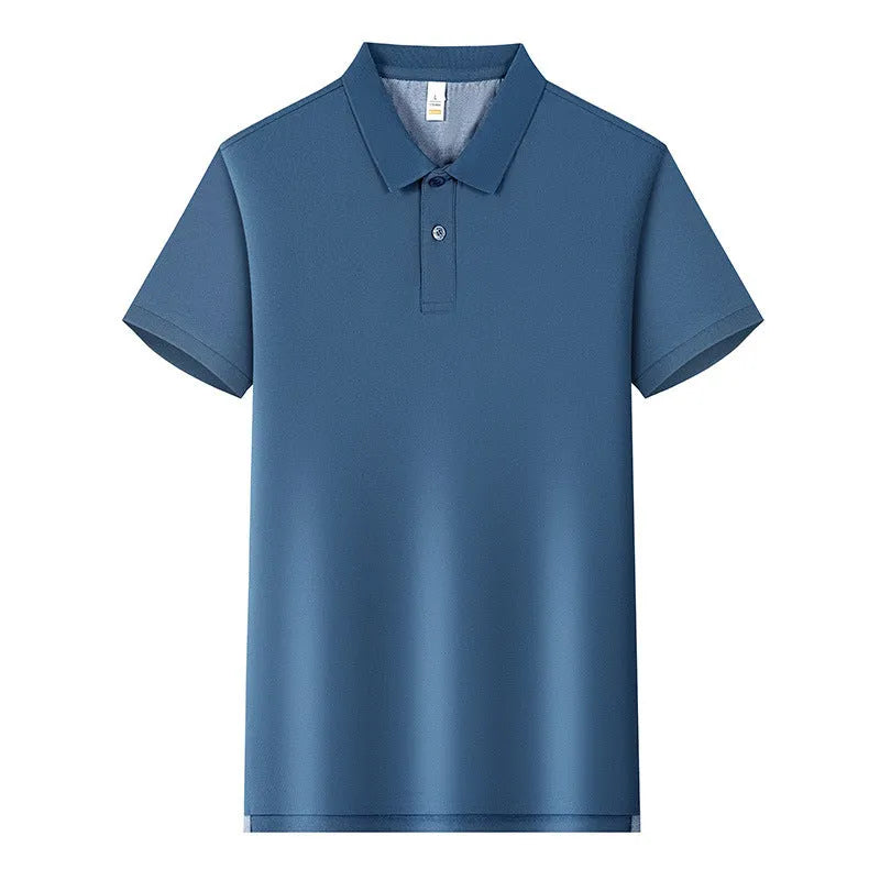 220g Back of Turtle split solid colour polo collar t-shirt in cotton blend fabric