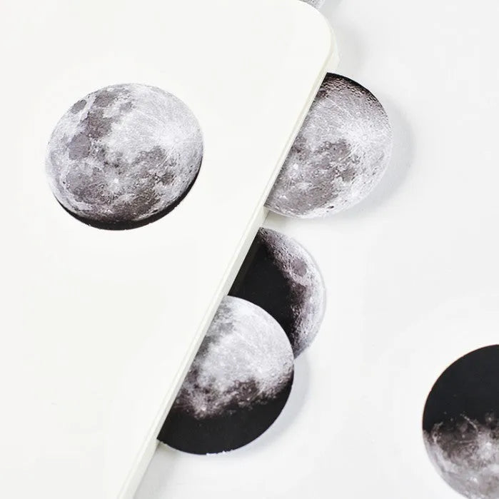 Black moon phase and calendar planet sticker set with 45 pieces for planner decoration.