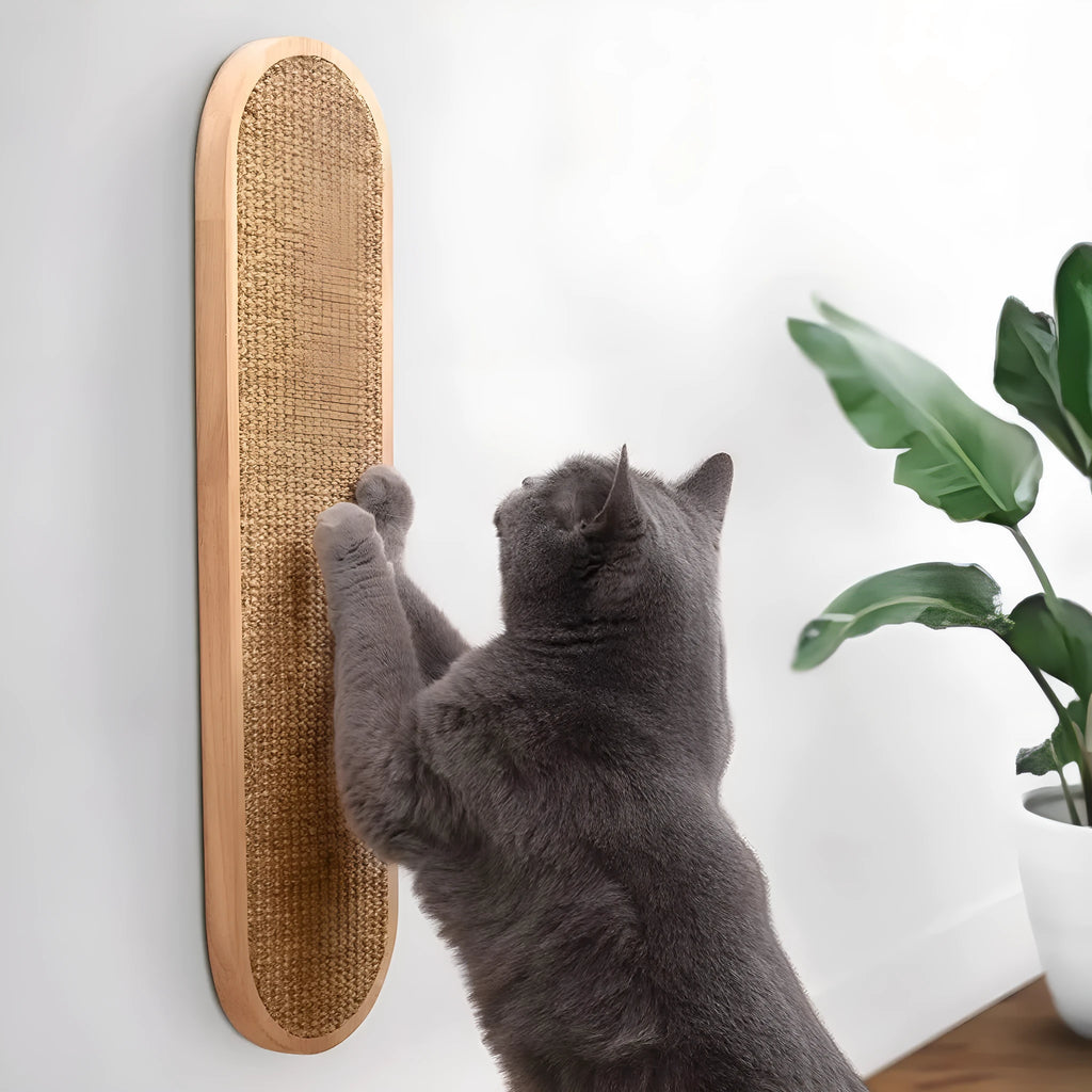 Wall-mounted sisal hemp cat scratch board 45cm x 16cm with wood frame in pastoral style