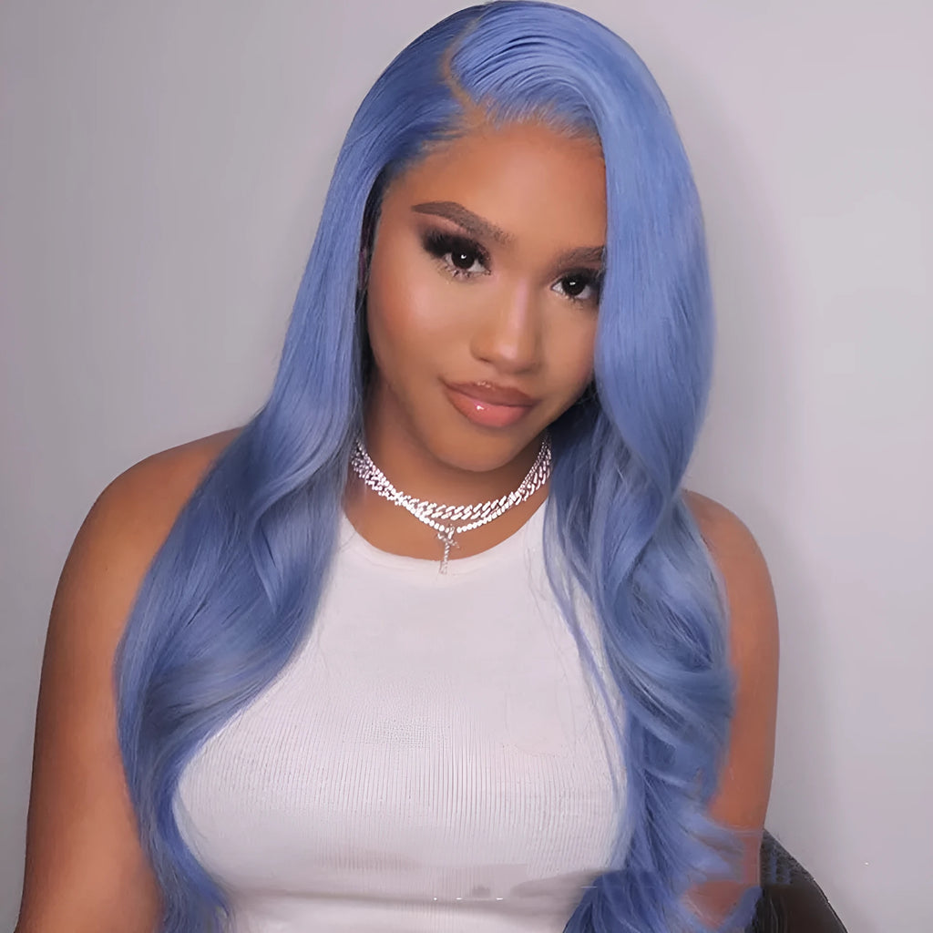 Body wave human hair lace front wig 13x4 headgear medium long length real human hair 150 density