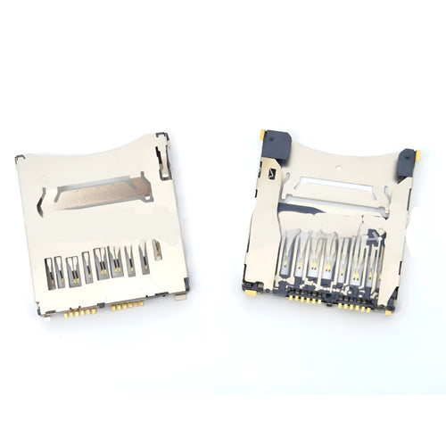 Alloy camera memory card slot replacement part showing high foot and low foot configurations