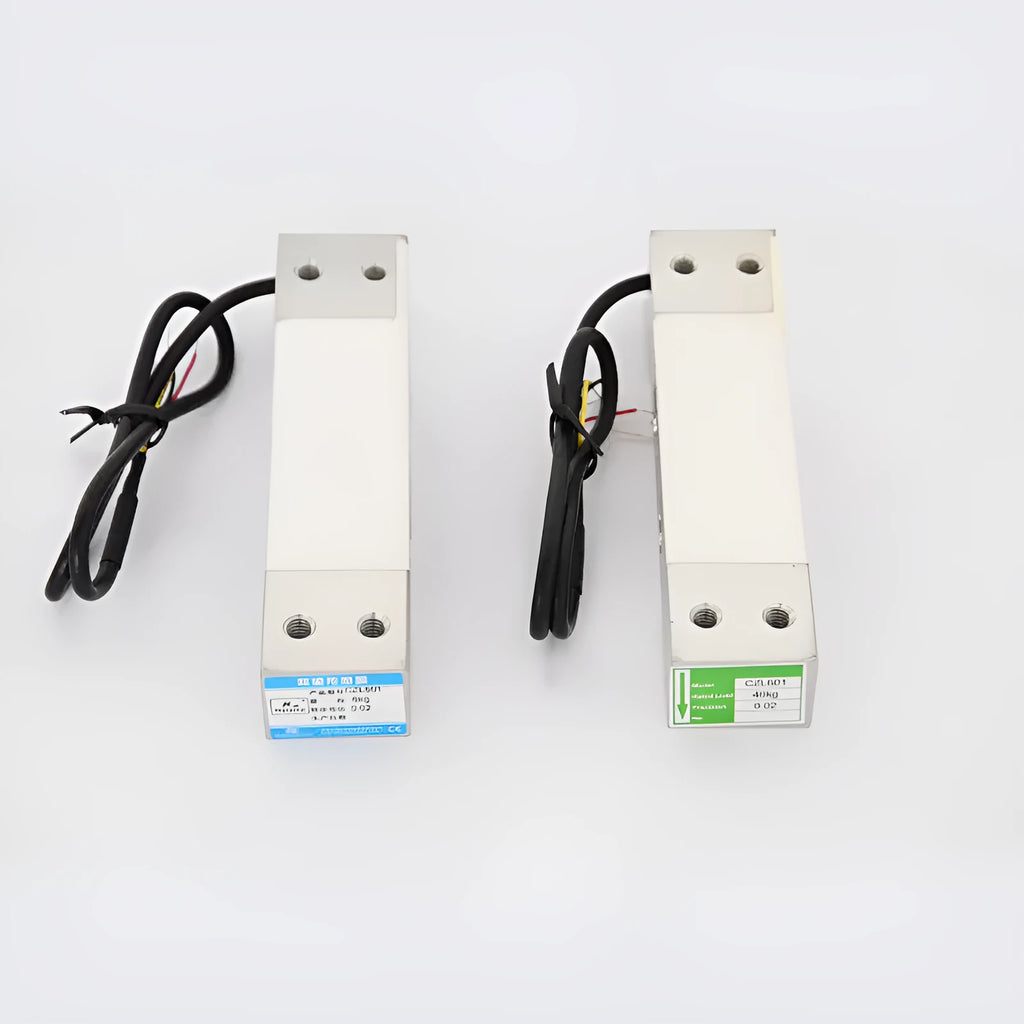 Electronic scale weighing sensor load cell with metal construction and connecting wires, available in 6kg to 60kg capacities