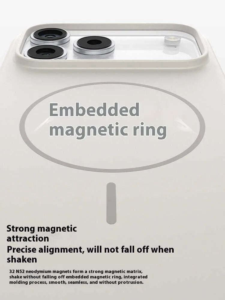 Black frosted magnetic protective phone case for iPhone 17 Pro Max with visible camera button cover.