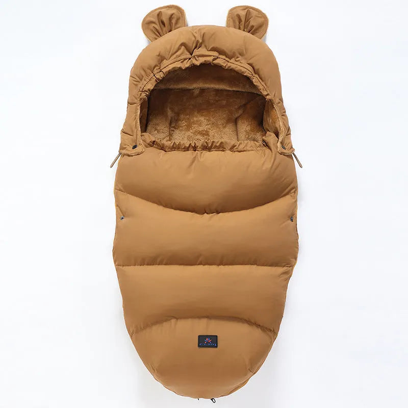 Detachable baby sleeping bag for strollers in cotton blend fabric, shown in a colour option.
