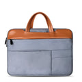 Grey nylon official document liner laptop bag with zipper closure, fits 15-inch tablet or notebook