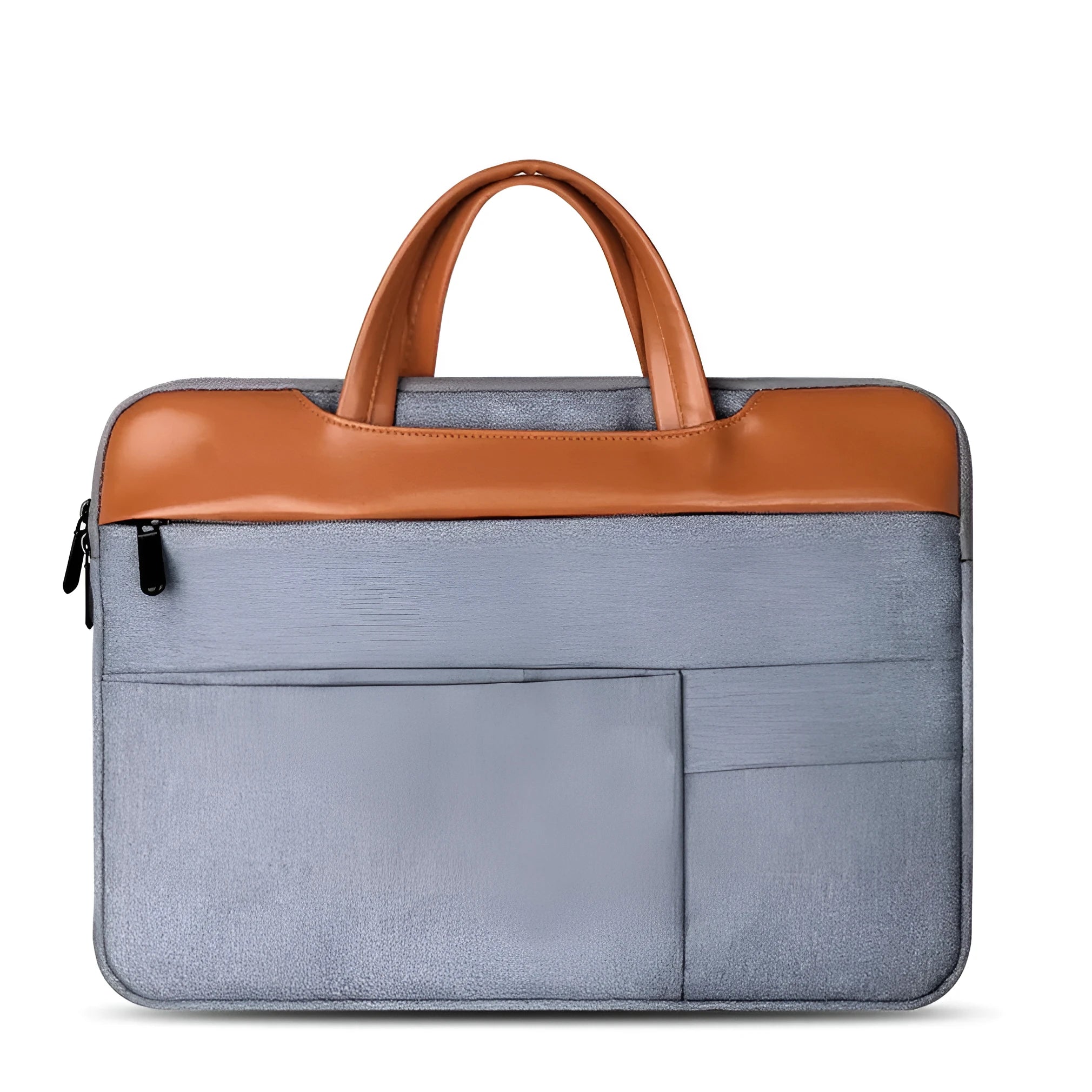 Grey nylon official document liner laptop bag with zipper closure, fits 15-inch tablet or notebook