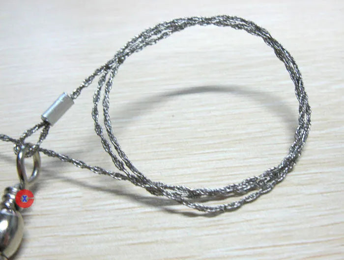 55cm stainless steel survival wire saw with pull rings for outdoor cutting tasks