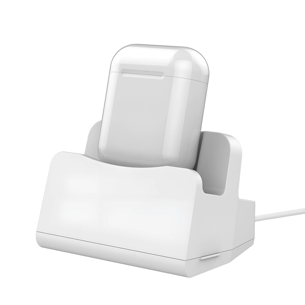 White headphone charging base with fashion design on desk