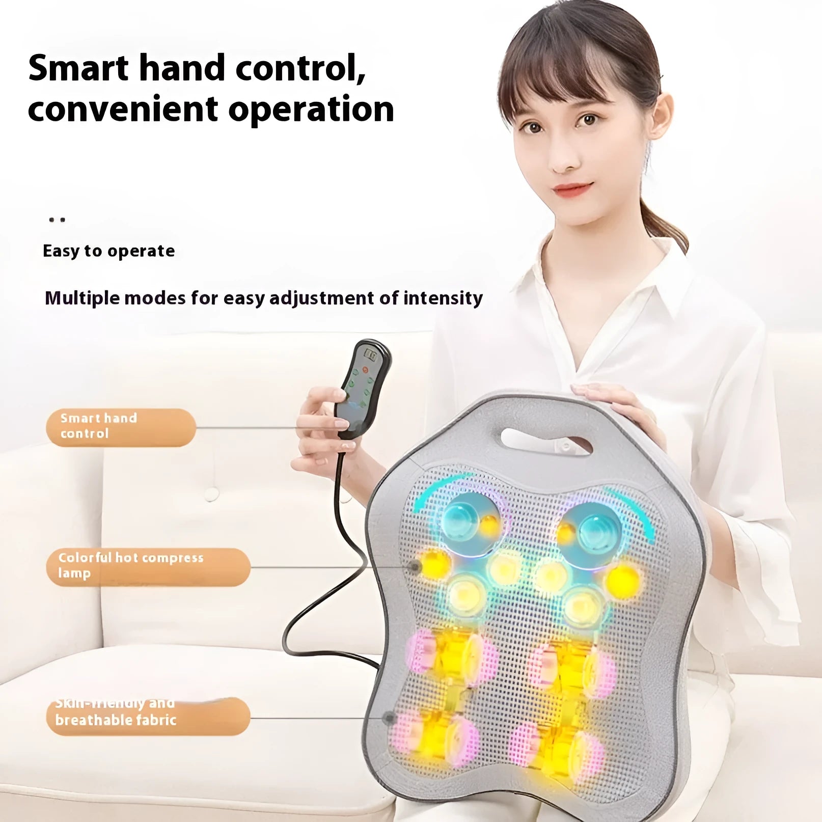 YJ-M8 rechargeable automatic massage instrument with PU leather cover and three gear settings for waist and cervical spine