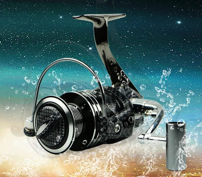 Full metal spinning reel with 13+1 ball bearings, high-hard aluminium alloy wire cup and copper toothed rod