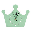 Wooden cartoon wall clock with battery operation showing alien, crown, rabbit, swan, cloud and ice cream designs