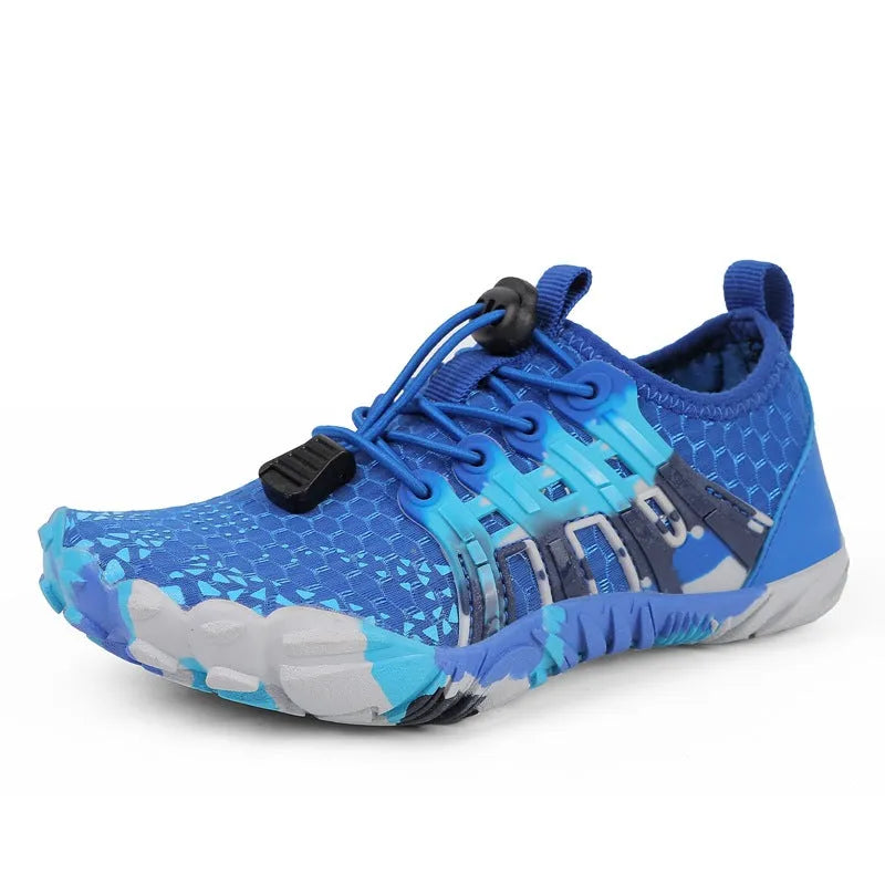 Children's quick-dry hiking wading shoes with air layer upper, rubber sole, available in black, pink, blue, green