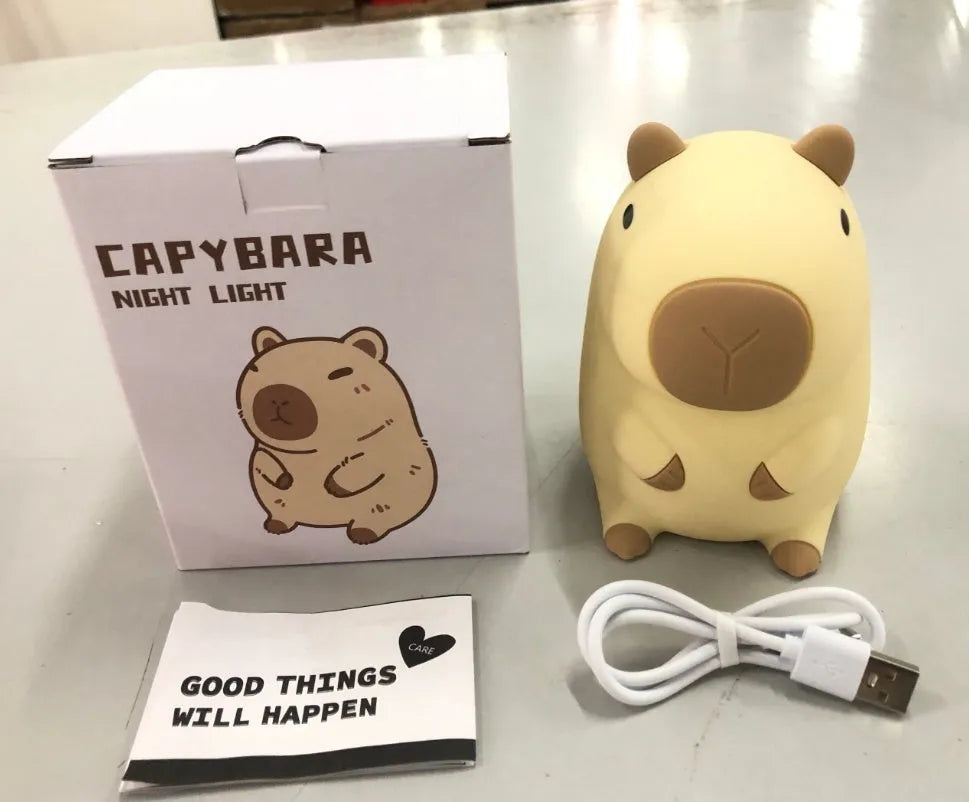 Capybara animal shaped small night lamp decoration with USB charging port
