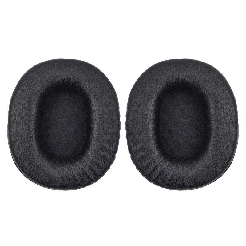Two black soft PU leather replacement ear pad covers for Sony MDR-1R headphones.
