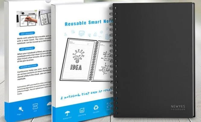 Rewritable paper notebook B5 size black PP cover spiral binding with erasable pen and app backup
