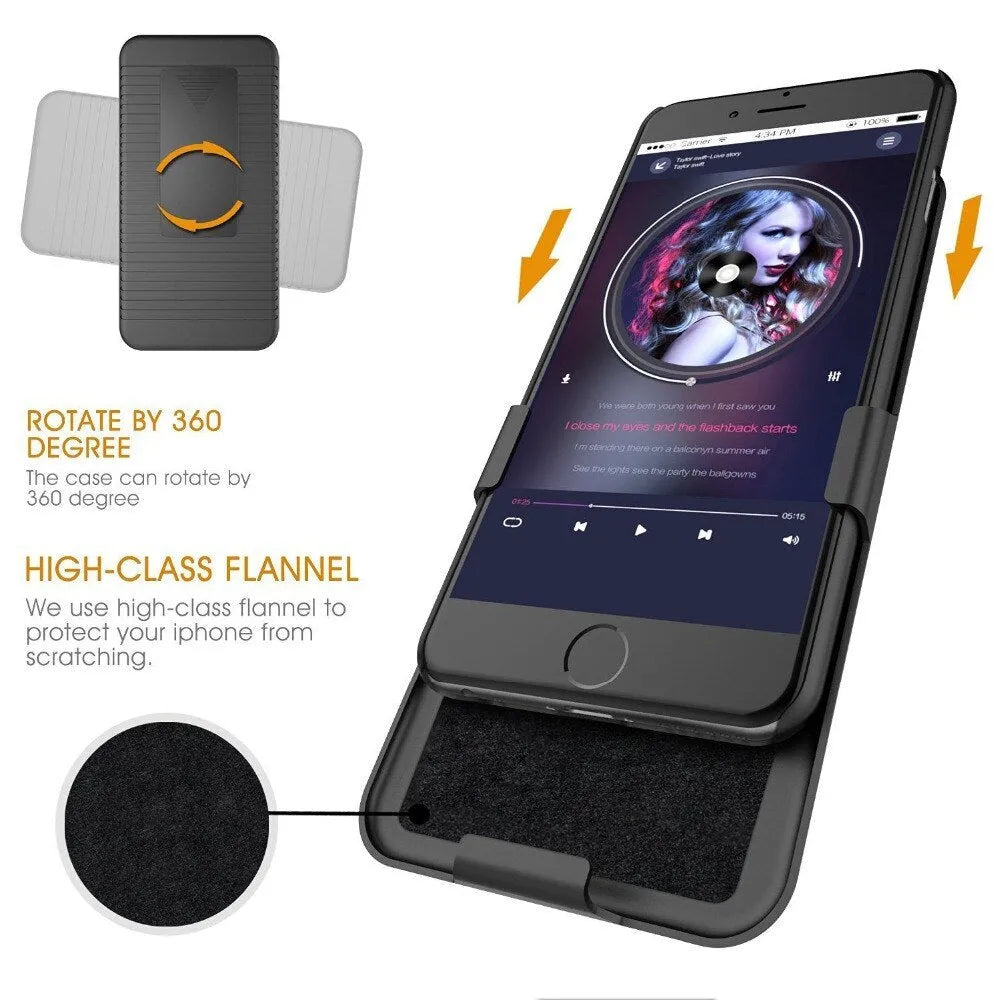 Black plastic back slide sleeve phone case with belt clip and striped design for iPhone