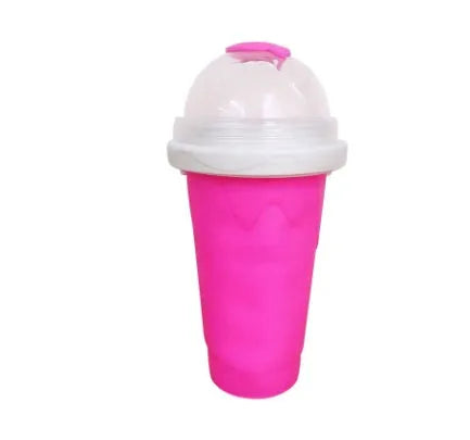Blue reusable silicone instant cooling pinch cup with cylindrical double-layer design.