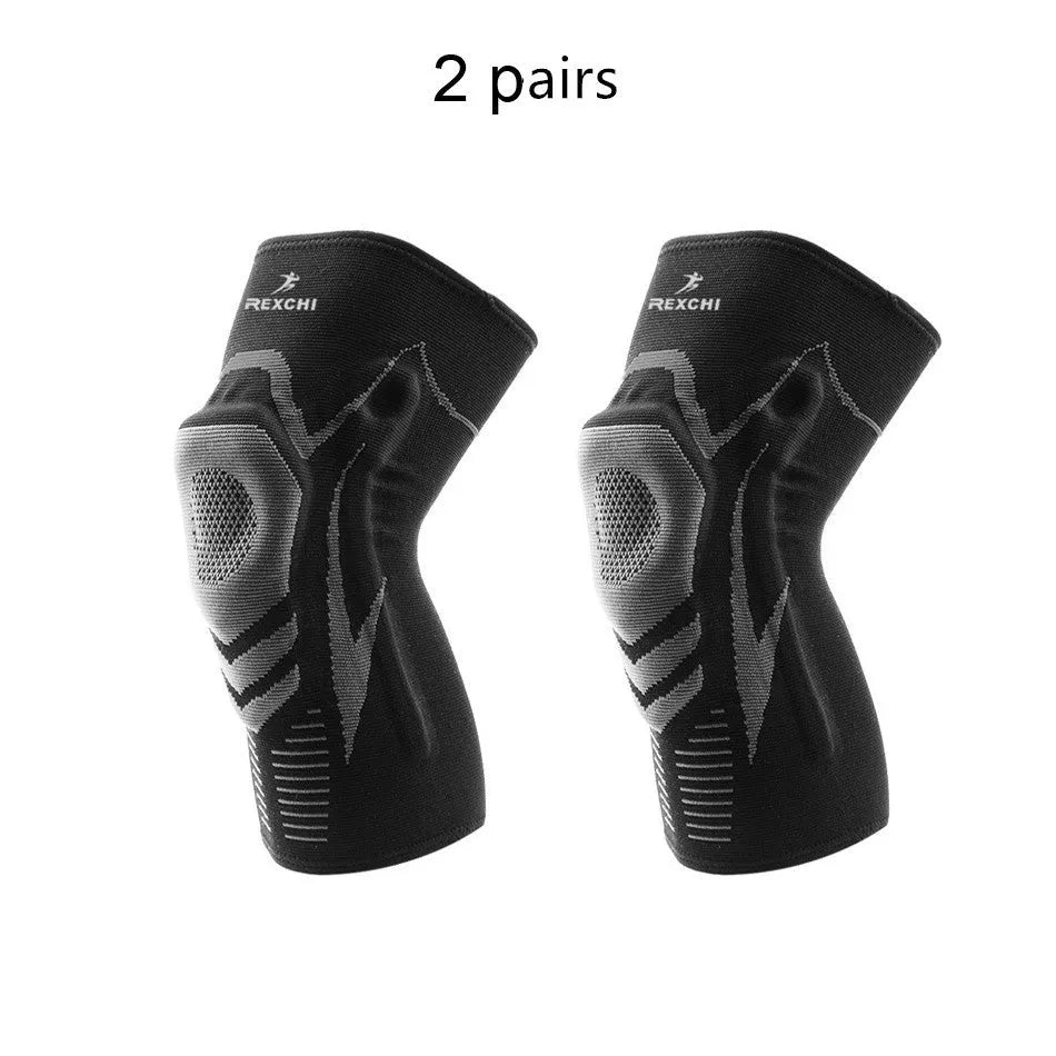 Black and purple silicone knee pad with spandex outer for basketball and football, size M, Hx17 style