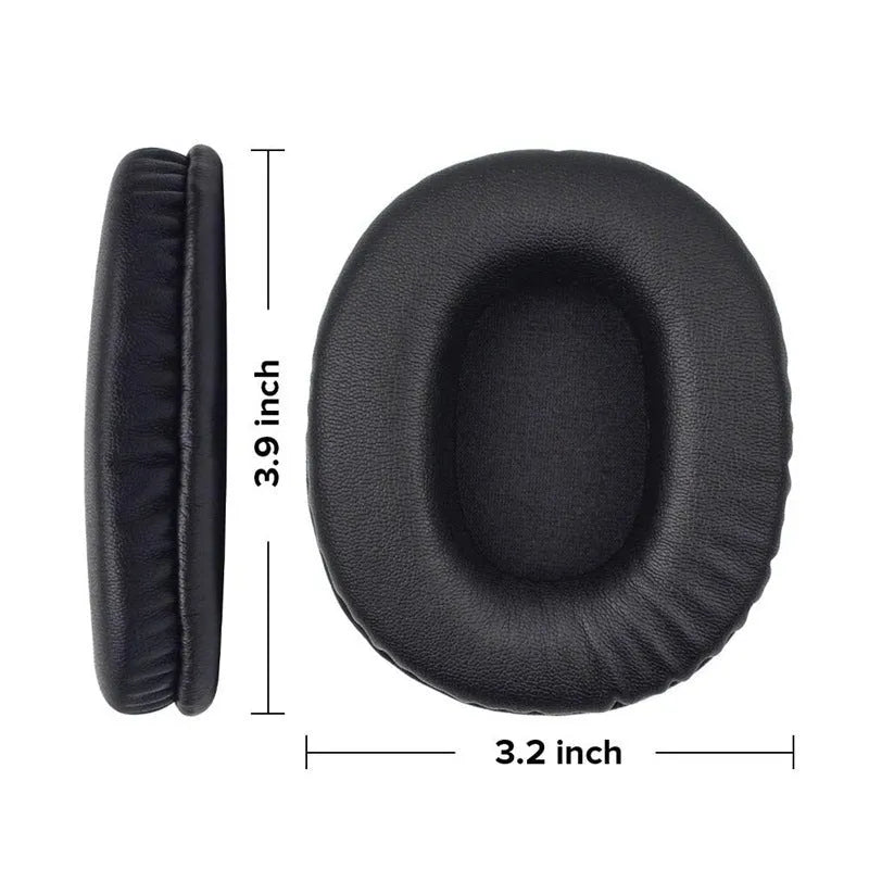 Two black soft PU leather replacement ear pad covers for Sony MDR-1R headphones.