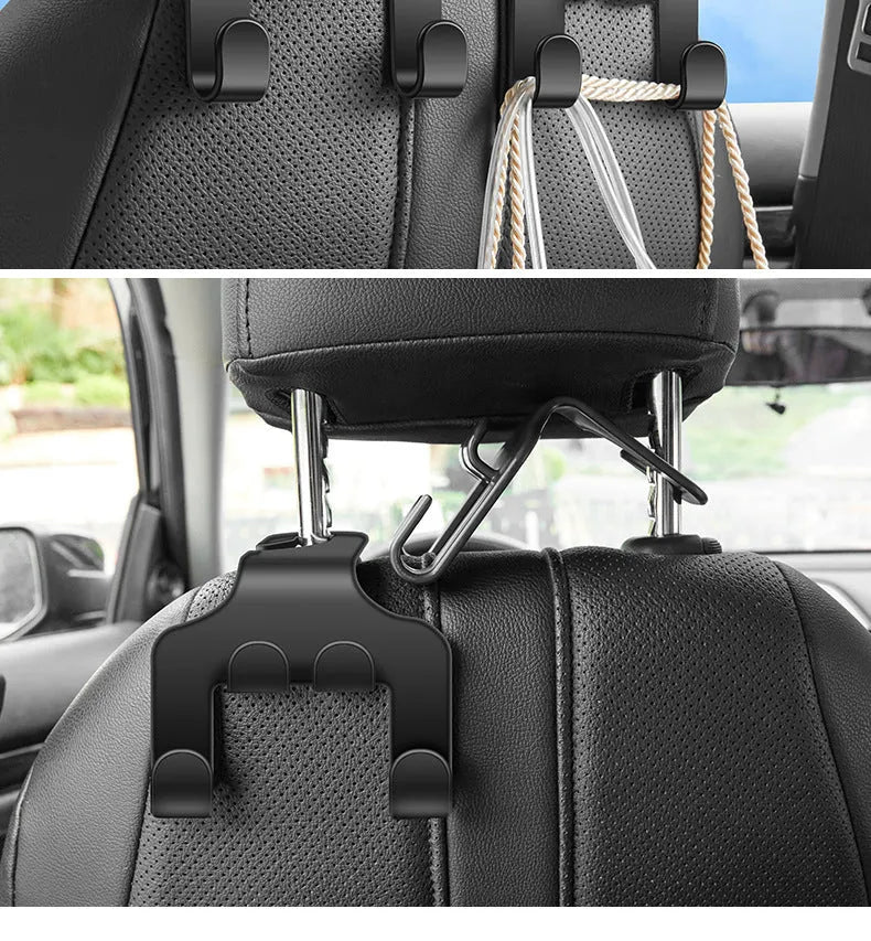 ABS plastic car multifunction hook showing phone bracket and two hanging hooks
