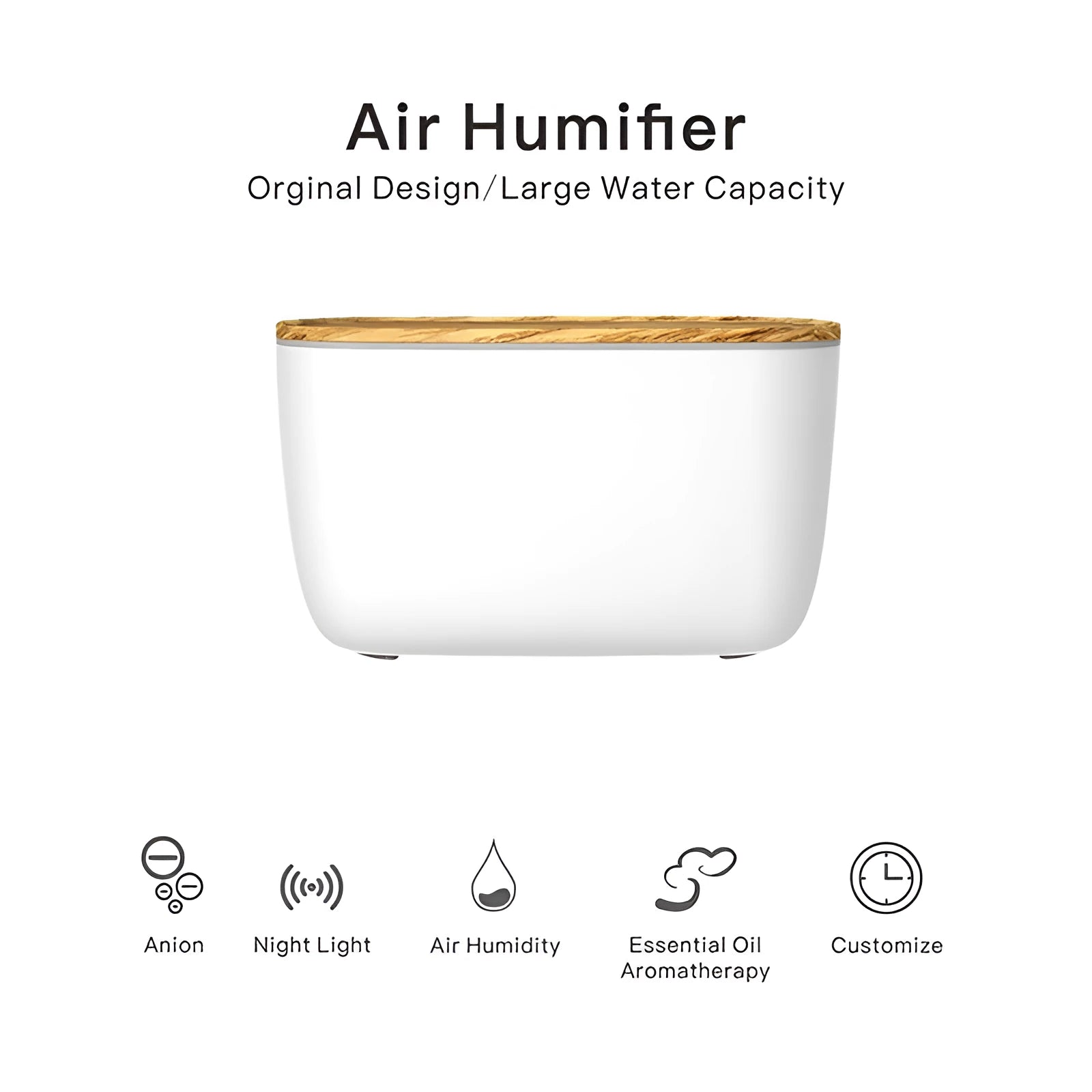 GX-22K compact white household humidifier and aromatherapy diffuser with night light on a wooden surface
