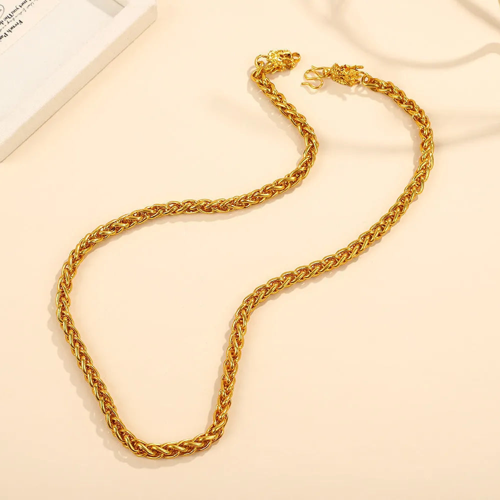 Alloy snake bones chain necklace in titanium steel finish with bones pattern, one of eight colour style options