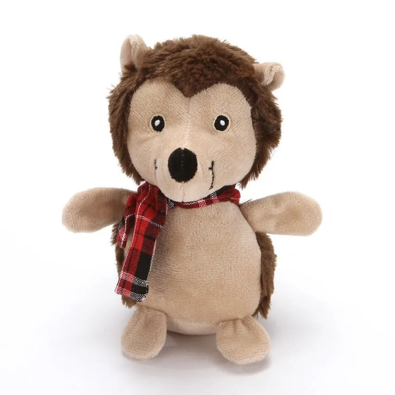 Christmas plush pet toy with squeaker in classic Santa Claus design for small cats and dogs