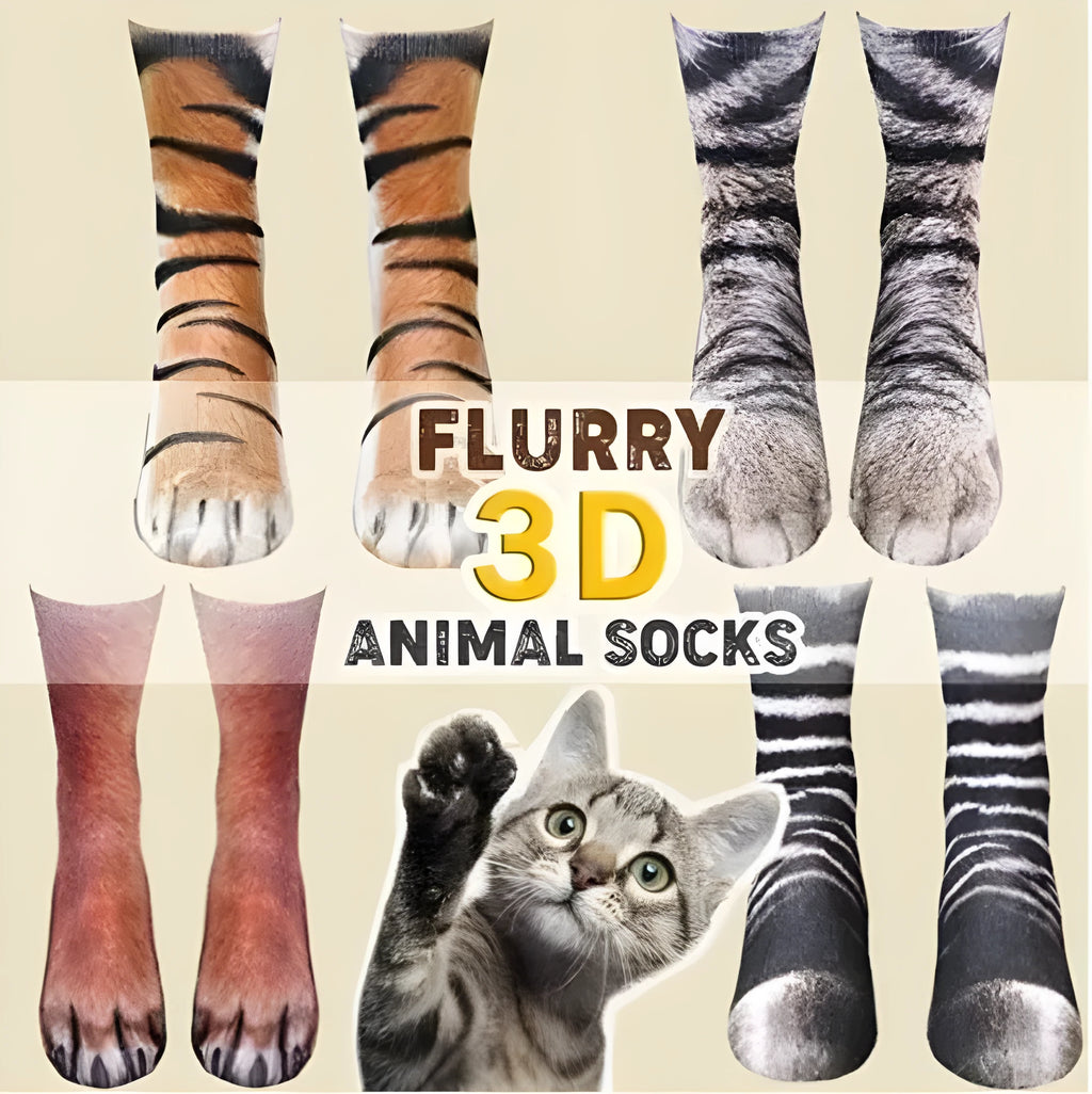 3D animal paw socks with cat claws pattern, unisex long nylon socks, 35cm length, moisture wicking and anti-slip