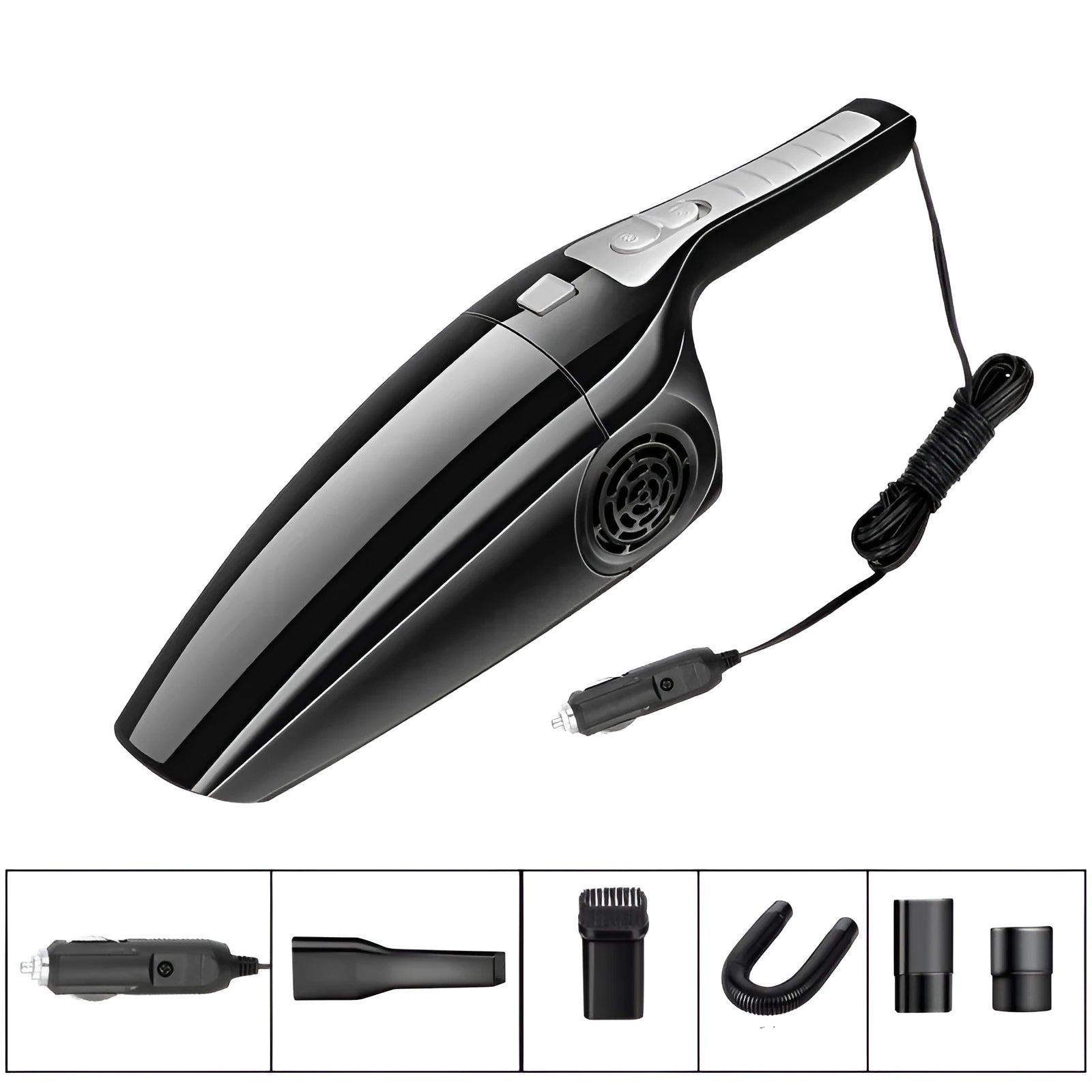 PoHigh Power Hypa black and orange car vacuum cleaner with cigarette lighter plug