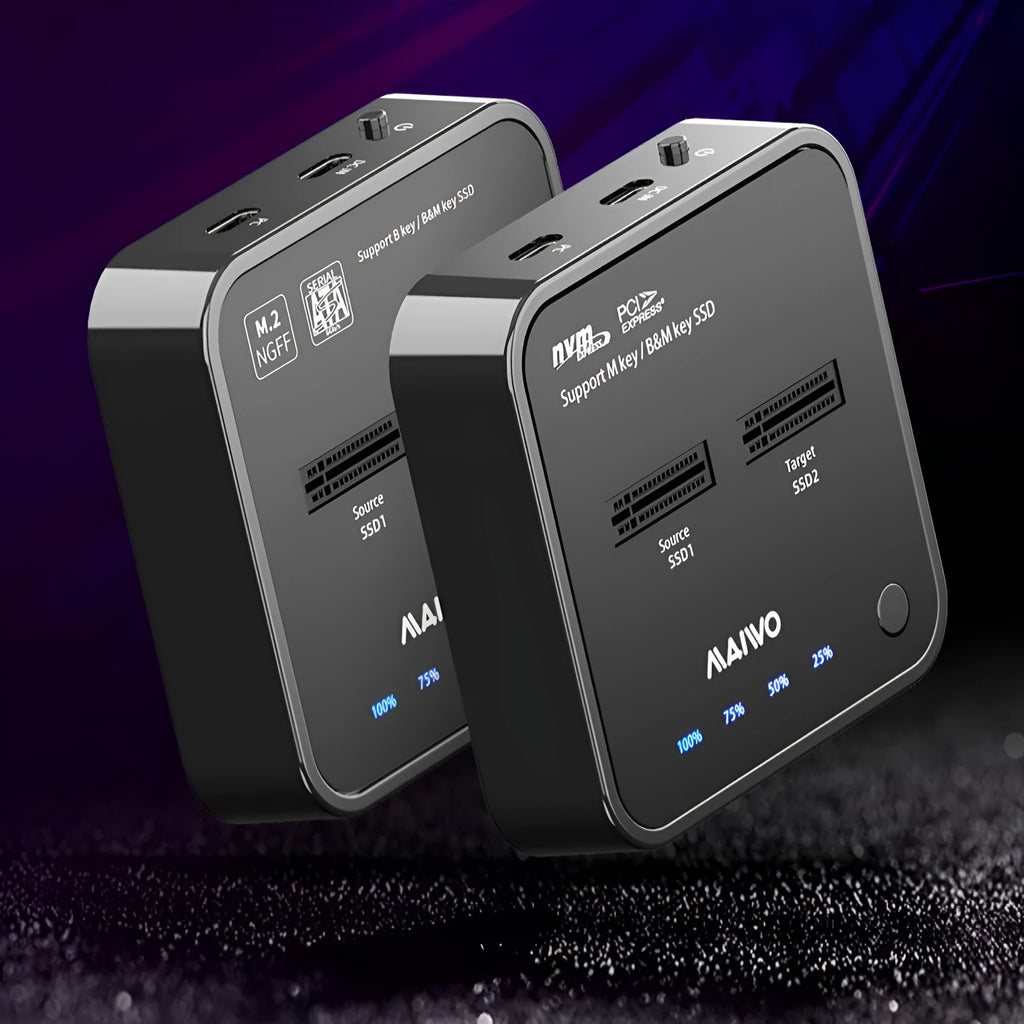 MAIWO K3016 M.2 solid state hard disk dock copier with USB-C cables and UK power adapter