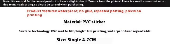 Pack of 50 fresh candy small object decorative waterproof stickers, sizes 4-7cm.