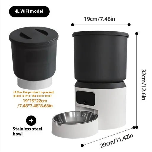 4-litre smart automatic pet feeder with control panel and optional camera