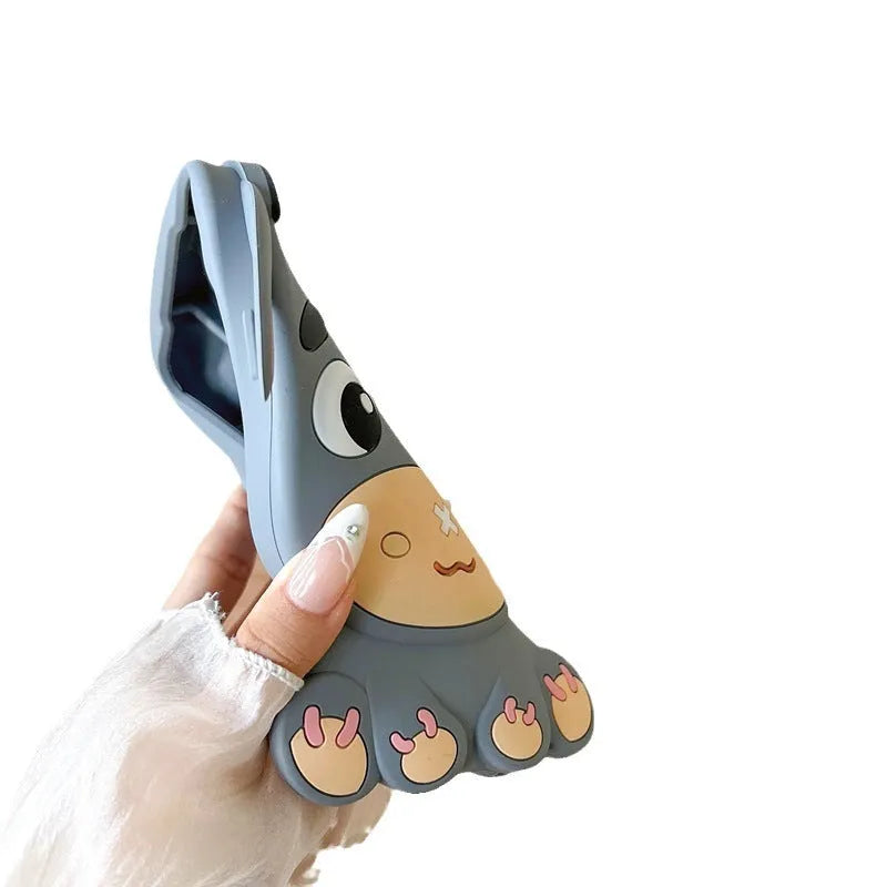 Gray silicone phone case with 3D cartoon little donkey design for Apple iPhone