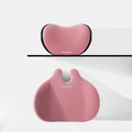 Black cloth headrest pillow and matching lumbar support pillow for car seats.