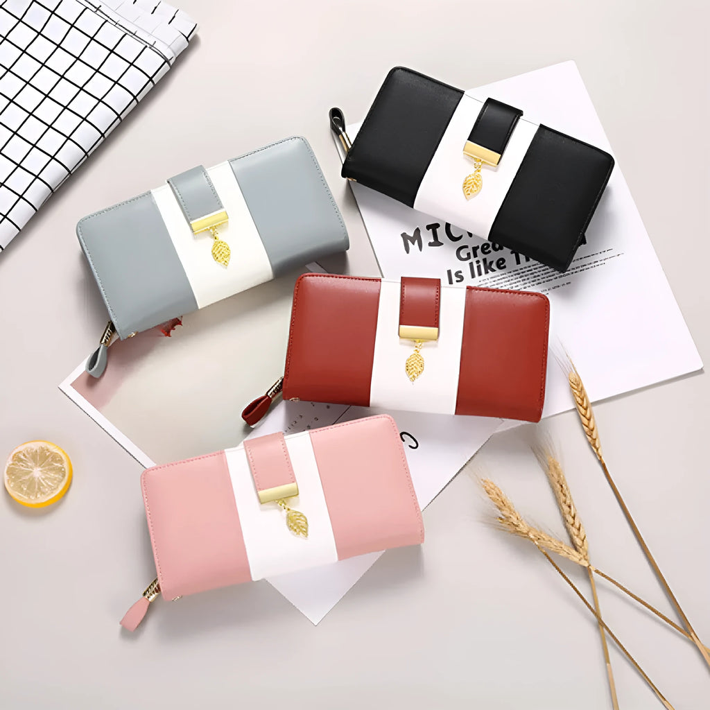 Midnight black anti-theft clutch bag with combination lock, shown open to reveal RFID-blocking card slots and microfiber lining.