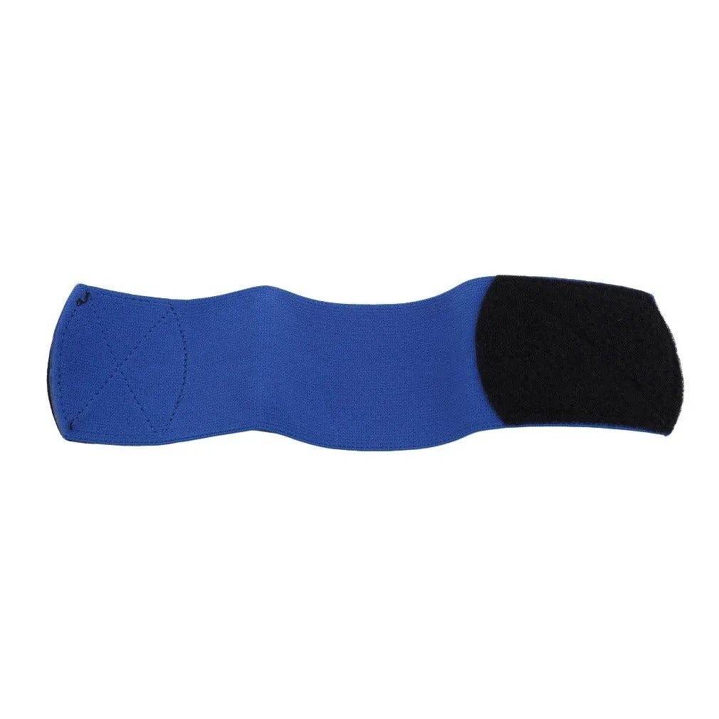 Red rubber shin guard magic tape belt for football and cycling sports, shown at 25cm length.