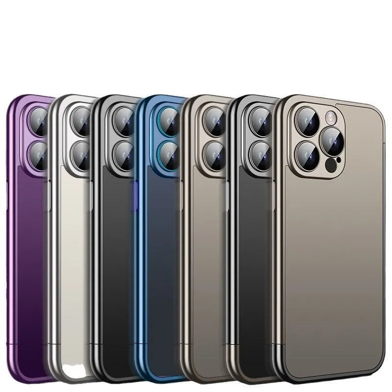 Matte electroplated PC phone case for Apple iPhone 12-15 Pro Max in titanium gray