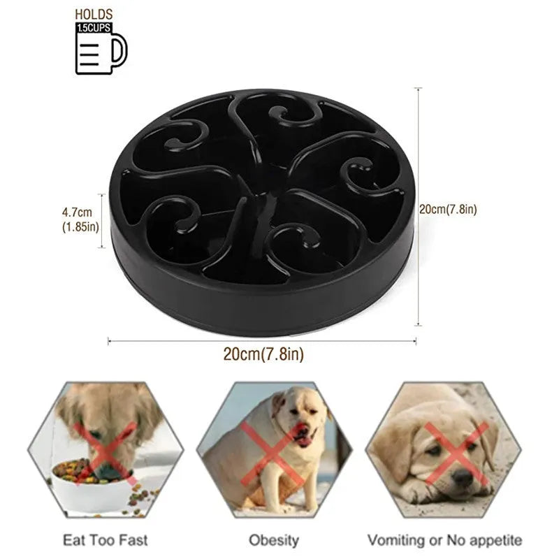 Colourful eco dog slow feeder bowl with maze pattern and non-slip base for large and small dogs