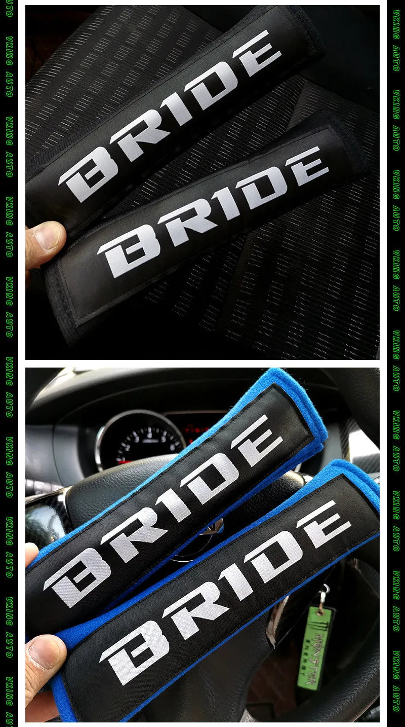 Car safety belt shoulder pad set in black, blue, or red colours, made from cotton sponge cloth.