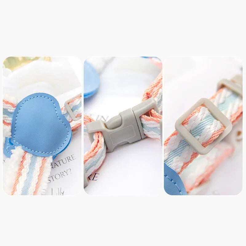 Blue breathable chest vest dog leash for small-medium breeds with 1.5m leash