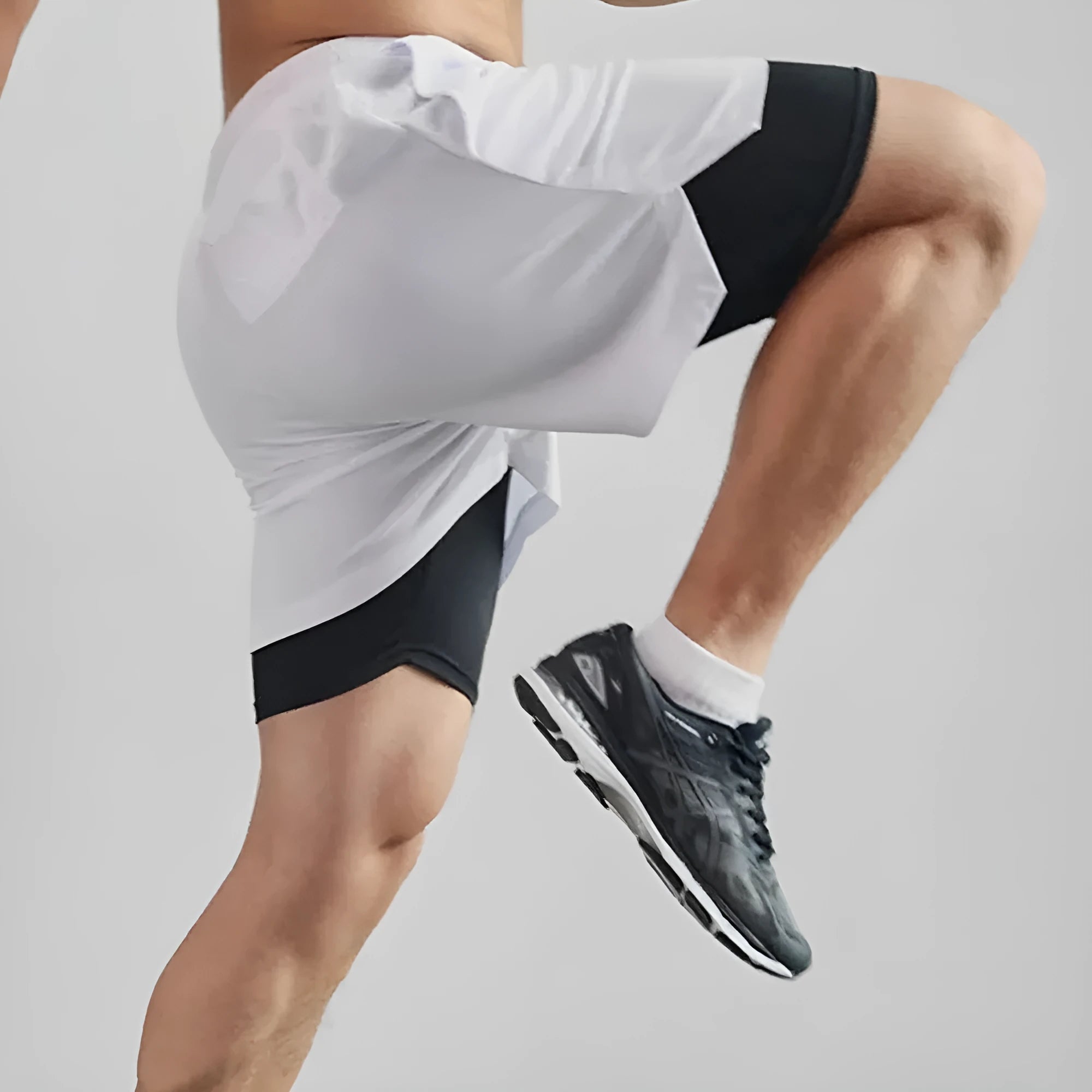 Men's camouflage double-layer sports shorts in cotton blend fabric with milk silk lining