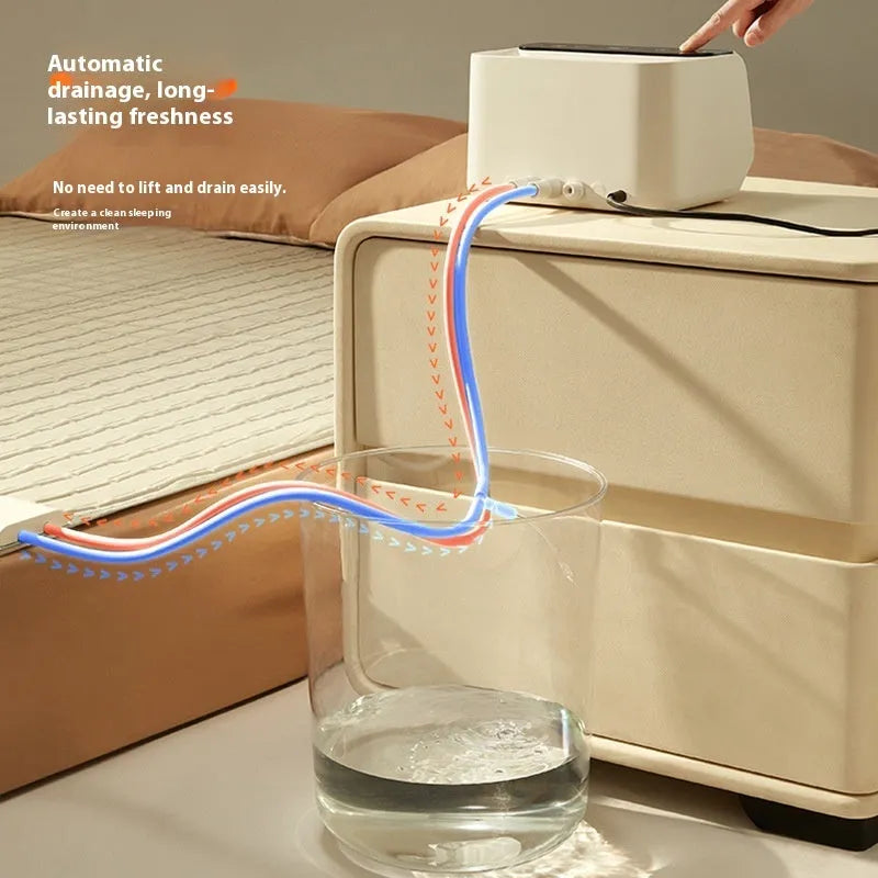 Aideng plumbing electric water blanket with smart host controller in plush cover, showing 1.4x2m and 1.8x2m size options