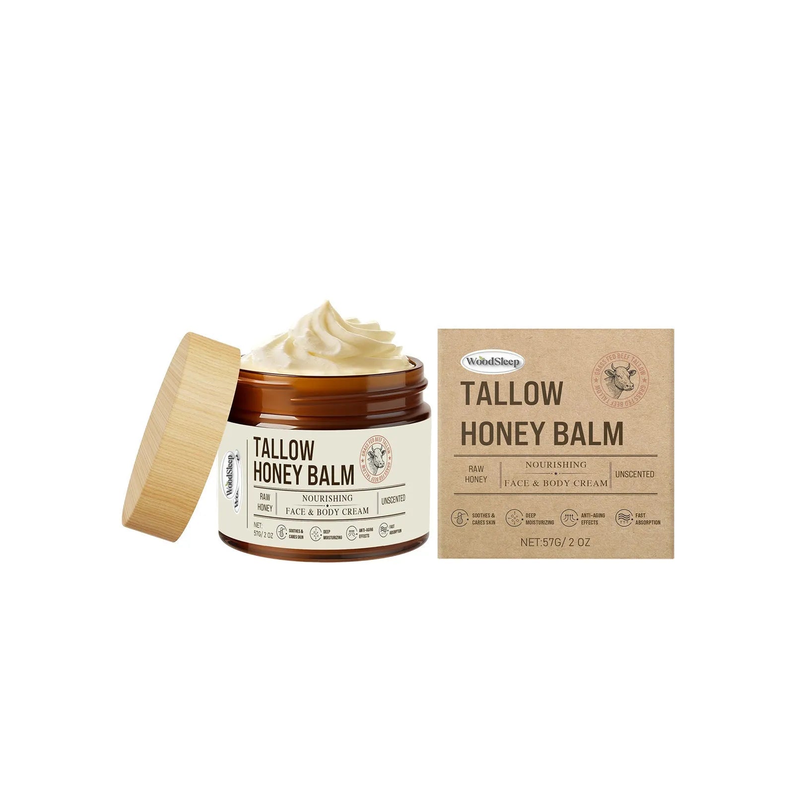57g tallow honey skin repair moisturising cream jar for dry skin hydration