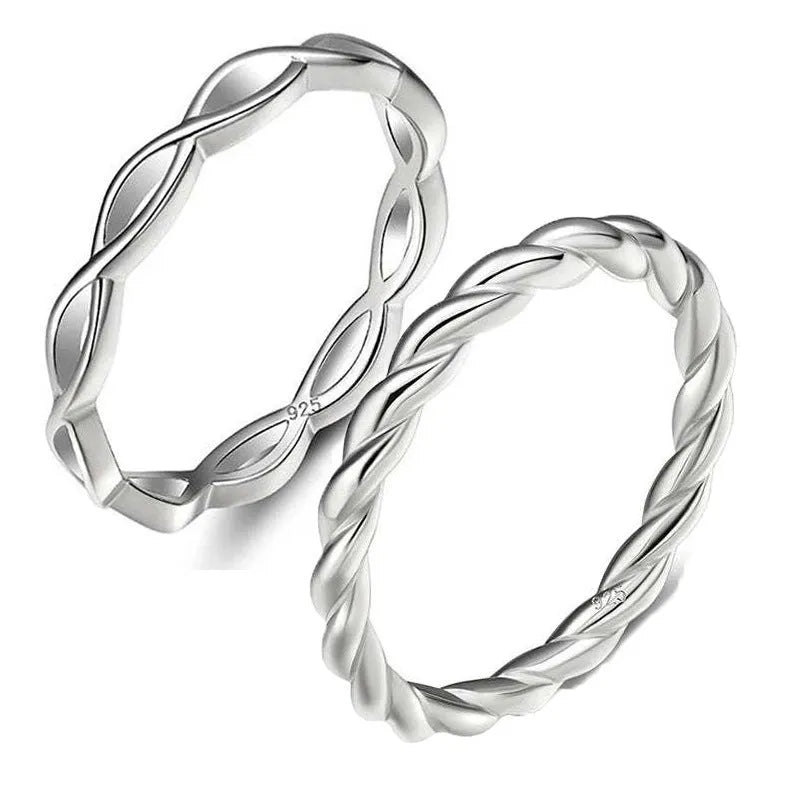 925 silver cross twist ring for women on white background, US size 7, silver colour