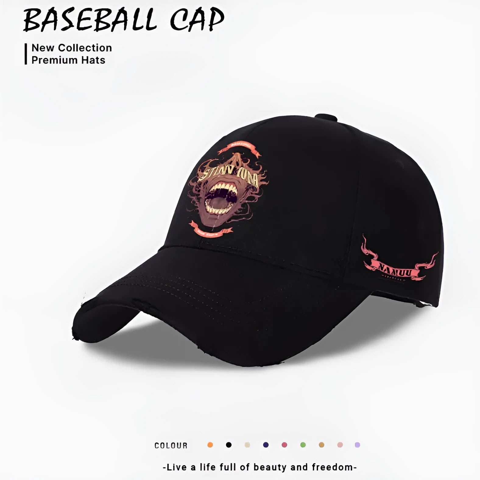 Men's beige casual baseball cap made from polyester, showing European and American styling.