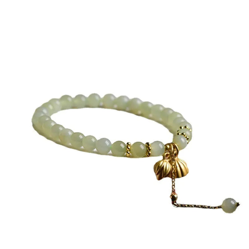 Shihuan natural Hetian Jade bracelet with 6mm beads, constellation design and fu character