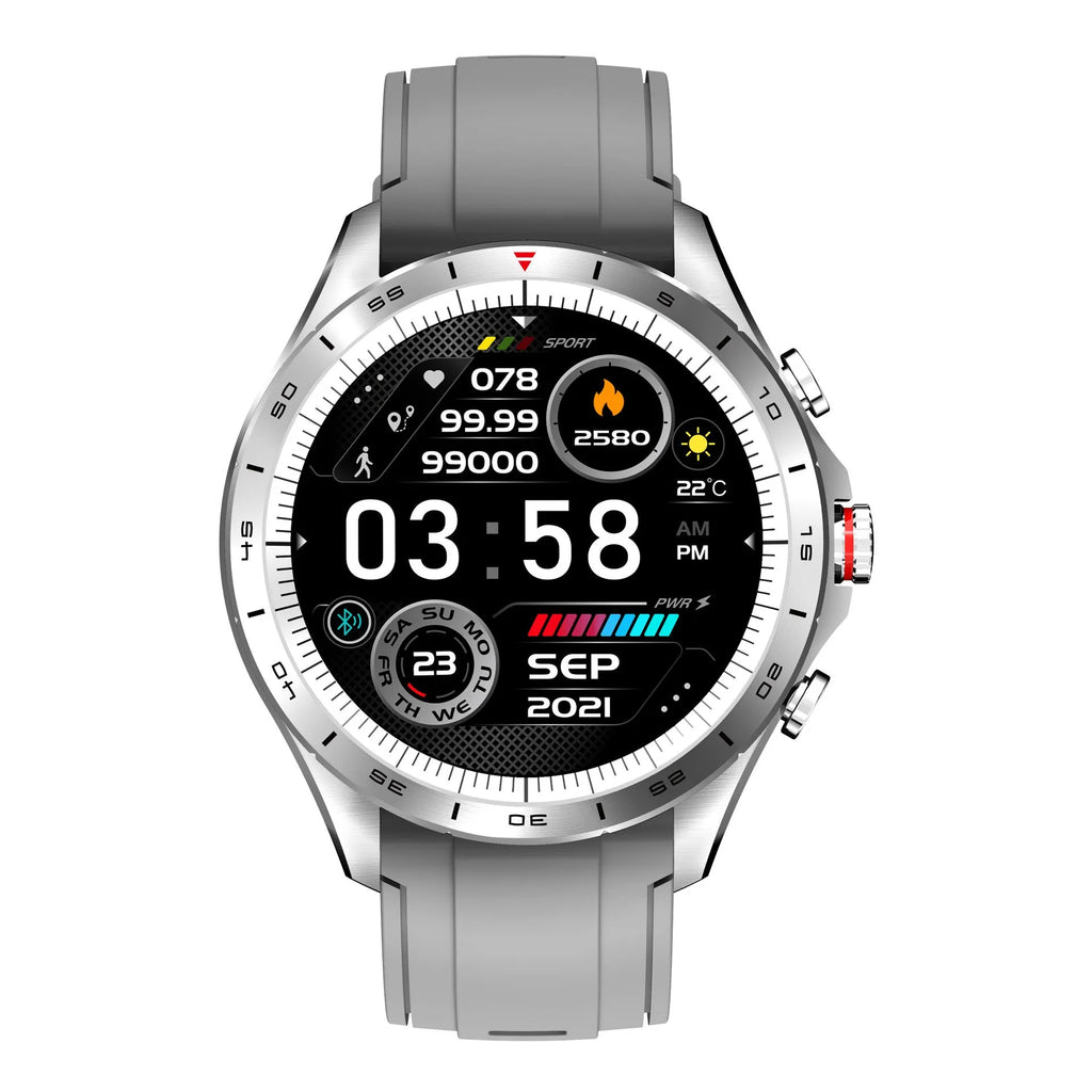 Men's smart bracelet watch with zinc alloy case and silicone wristband in black, blue, or grey colours